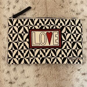 Brighton Geometric LOVE Pouch in Black and White with Red Accent